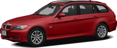 Red sporty wagon side profile with sleek design and alloy wheels.