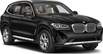 Sleek black SUV with bold kidney grille and sharp LED headlights