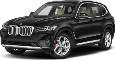 Black SUV front side view with grille and alloy wheels