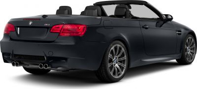 Rear view of convertible with quad exhaust and alloy wheels