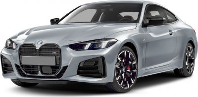 Prominent kidney grille and LED headlights on a sporty coupe