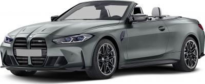 Front view of sporty convertible with aggressive grille and sleek headlights