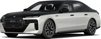Luxury sedan with two-tone paint and distinctive front grille
