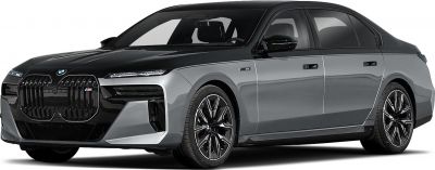 Luxury electric sedan with large kidney grille and sleek side profile