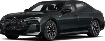 Electric luxury sedan with large kidney grille and modern LED headlights