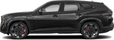 Black luxury SUV side profile with alloy wheels and red brake calipers