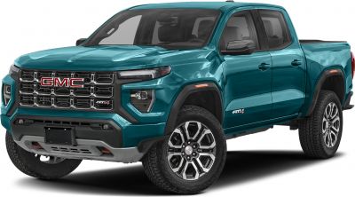 Front and side view of pickup with bold grille and rugged wheels