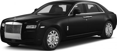 Luxury sedan front side view with iconic grille and premium wheels