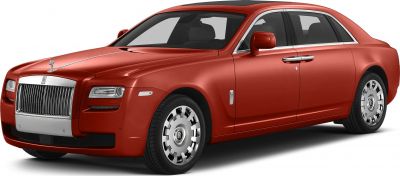 Front side view of a luxury sedan with vertical grille and alloy wheels