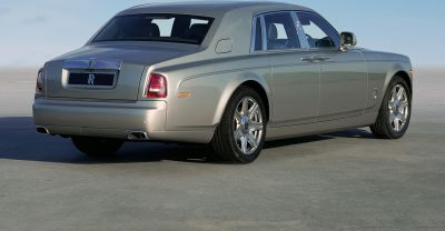 Rear view of luxury extended wheelbase sedan with classic design.