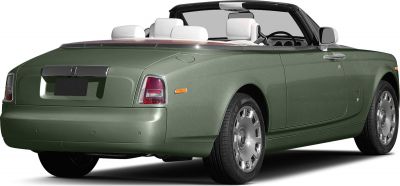 Convertible rear view, white leather seats, classic luxury wheels