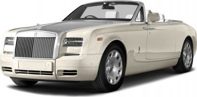 Luxury convertible with chrome grille and open roof