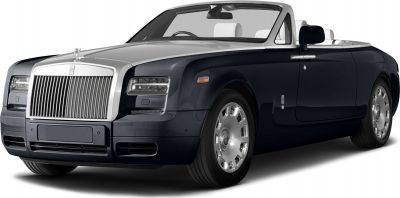 Luxury convertible with classic front grille and white leather interior
