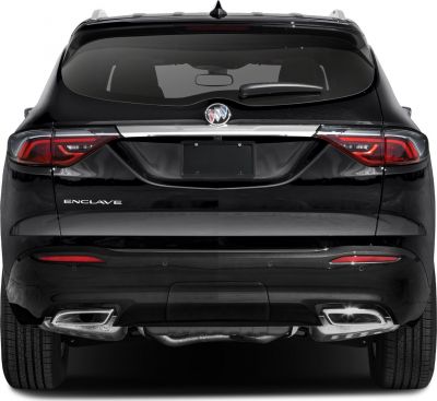 Rear view of SUV with LED taillights and dual exhausts
