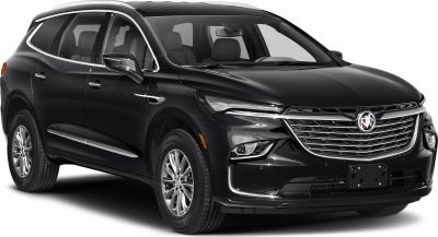 Glossy black SUV with sleek front grille and modern headlights from the front side angle