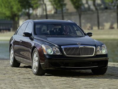 Luxury sedan front with unique grille and dual round headlights