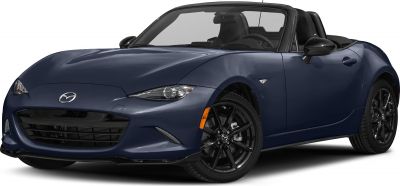 Convertible front view with sleek headlights and black alloy wheels