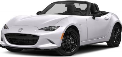 Convertible roadster with black alloy wheels and open roof