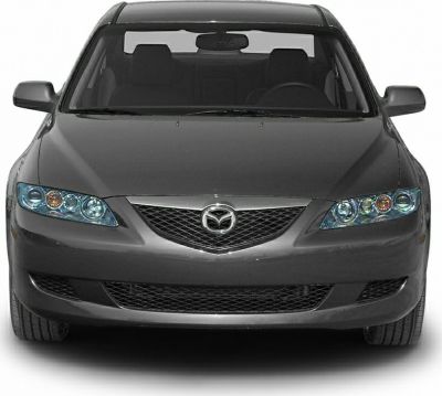 Front view with detailed headlights and grille of a sedan