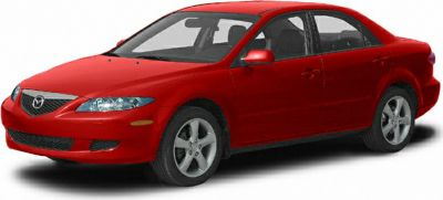 Red mid-size sedan with aerodynamic body and four doors