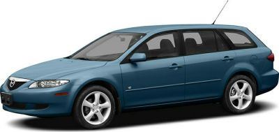 Blue station wagon, 5-door design, alloy wheels, side profile view