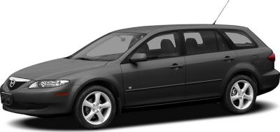 Side profile and front view of a black station wagon with alloy wheels