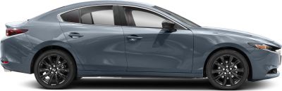 Side profile with black alloy wheels and tinted windows