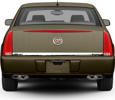 Rear view with vertical tail lights and dual exhaust pipes