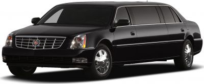 Black luxury limousine with extended wheelbase and chrome accents