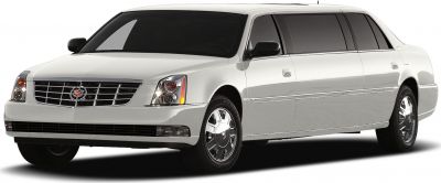 White luxury limousine with chrome grille and tinted windows