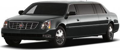 Black luxury limousine with chrome wheels and tinted windows