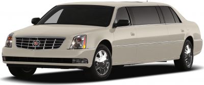 Extended limousine with chrome rims and tinted windows