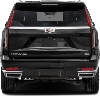 SUV rear with tail lights, bumper, and badges