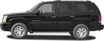 Black SUV side profile with chrome wheels and tinted windows.