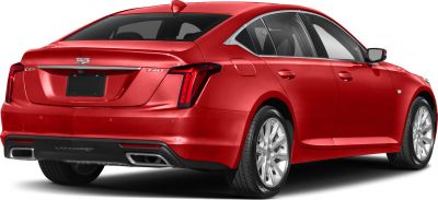 Vertical LED taillights and dual chrome exhaust outlets on sedan rear