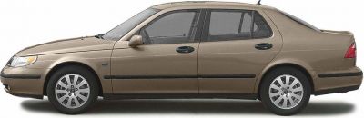 Side profile of a classic sedan with alloy wheels and streamlined aerodynamic shape