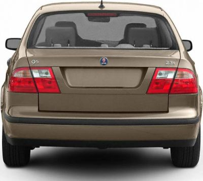 Rear view with distinctive taillights and 2.3T badge