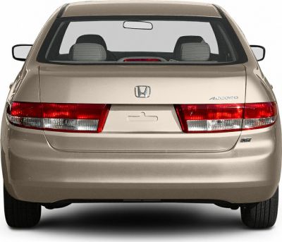 Rear sedan view with distinctive tail lights and trunk design