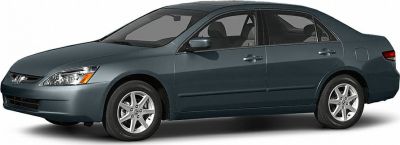 Side profile of a midsize sedan with alloy wheels