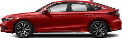 Side profile of a sporty sedan with distinct alloy wheels