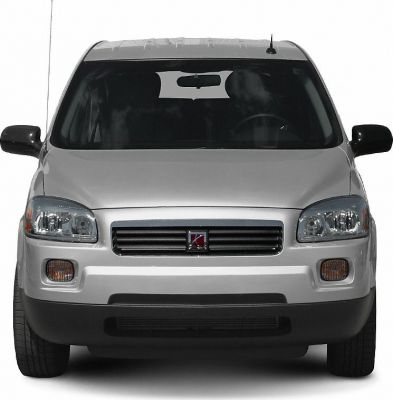 Front view showing headlights, grille, and bumper of a minivan