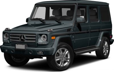 Front view of an SUV with grill, headlights, and alloy wheels