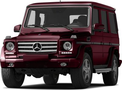 Front view of boxy SUV with signature grille and round headlights