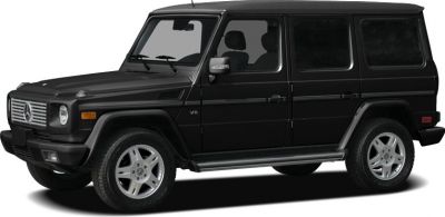 Side and front profile of a boxy black SUV with rugged styling.