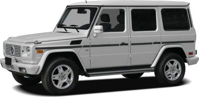 Side view of a rugged SUV with V8 badge and classic boxy design