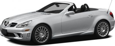 Silver convertible with front-side view, R230 SL facelift features