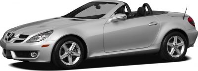 Silver convertible roadster with sleek aerodynamic front and side view.