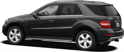 Side profile of black SUV with alloy wheels and running boards