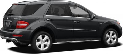 Rear and side profile of black luxury SUV with Bluetec badge and alloy wheels