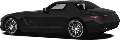 Side view of black luxury sports coupe with alloy wheels